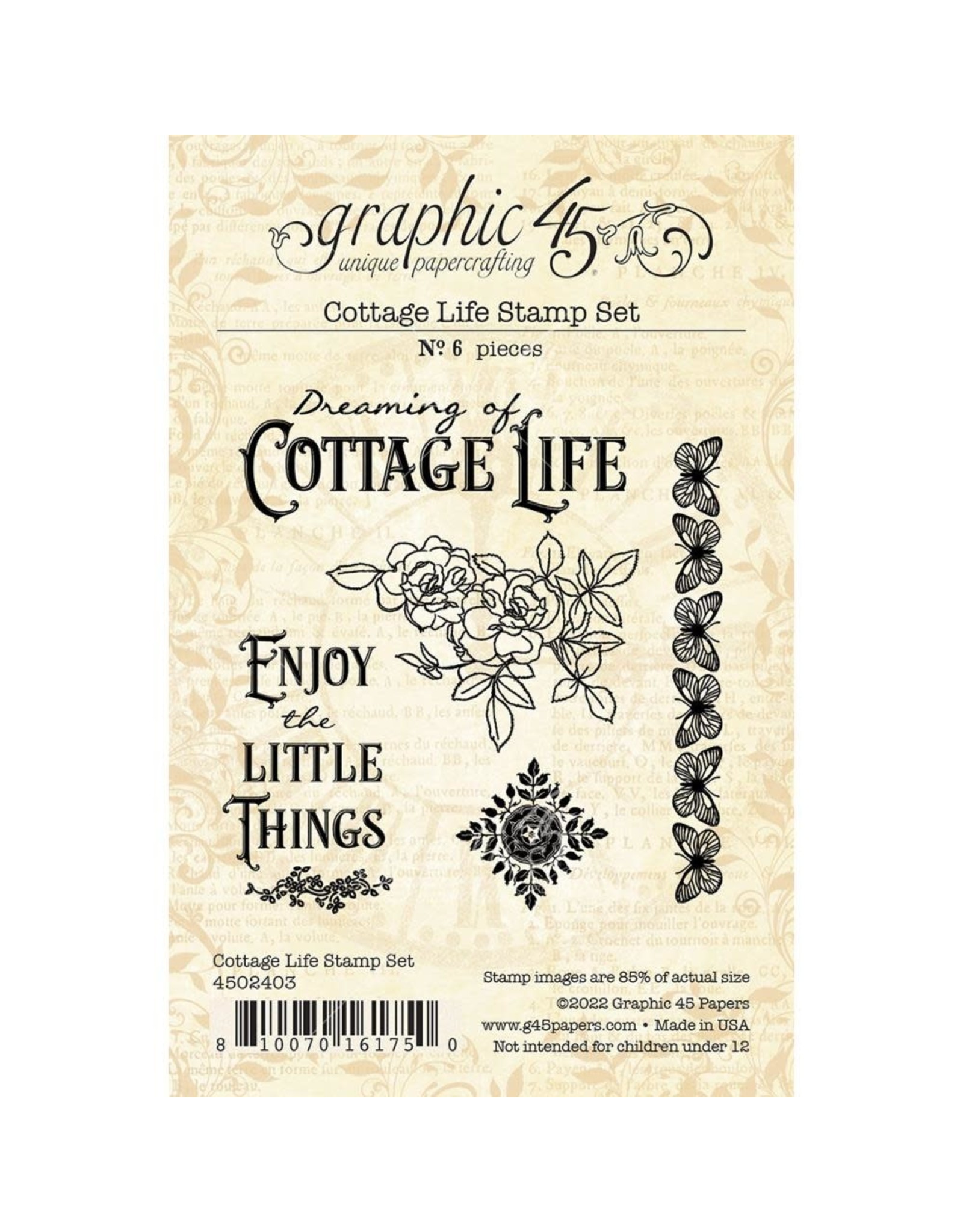 GRAPHIC 45 GRAPHIC 45 COTTAGE LIFE CLEAR STAMP SET