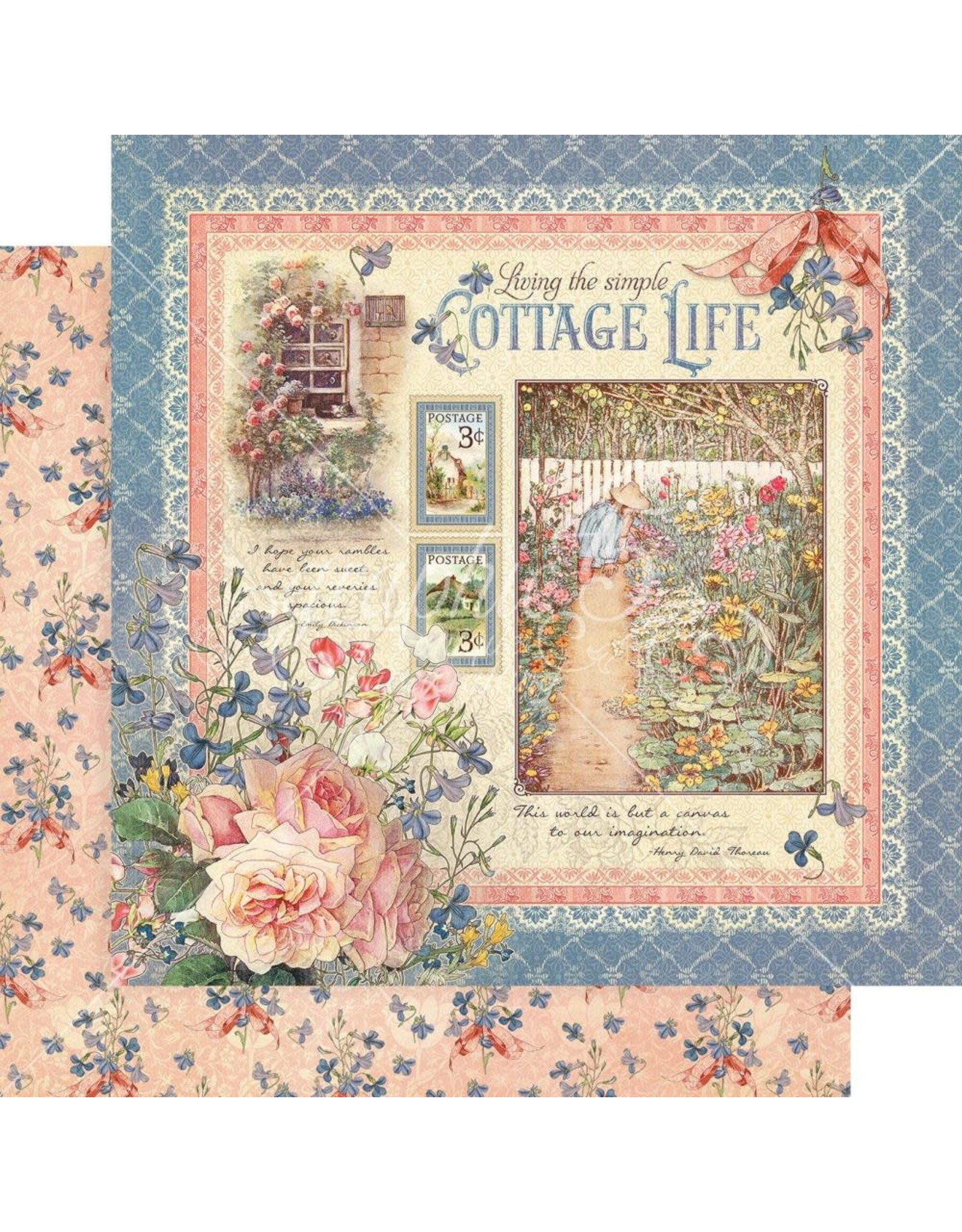 GRAPHIC 45 GRAPHIC 45 COTTAGE LIFE COLLECTION COTTAGE LIFE 12x12 CARDSTOCK