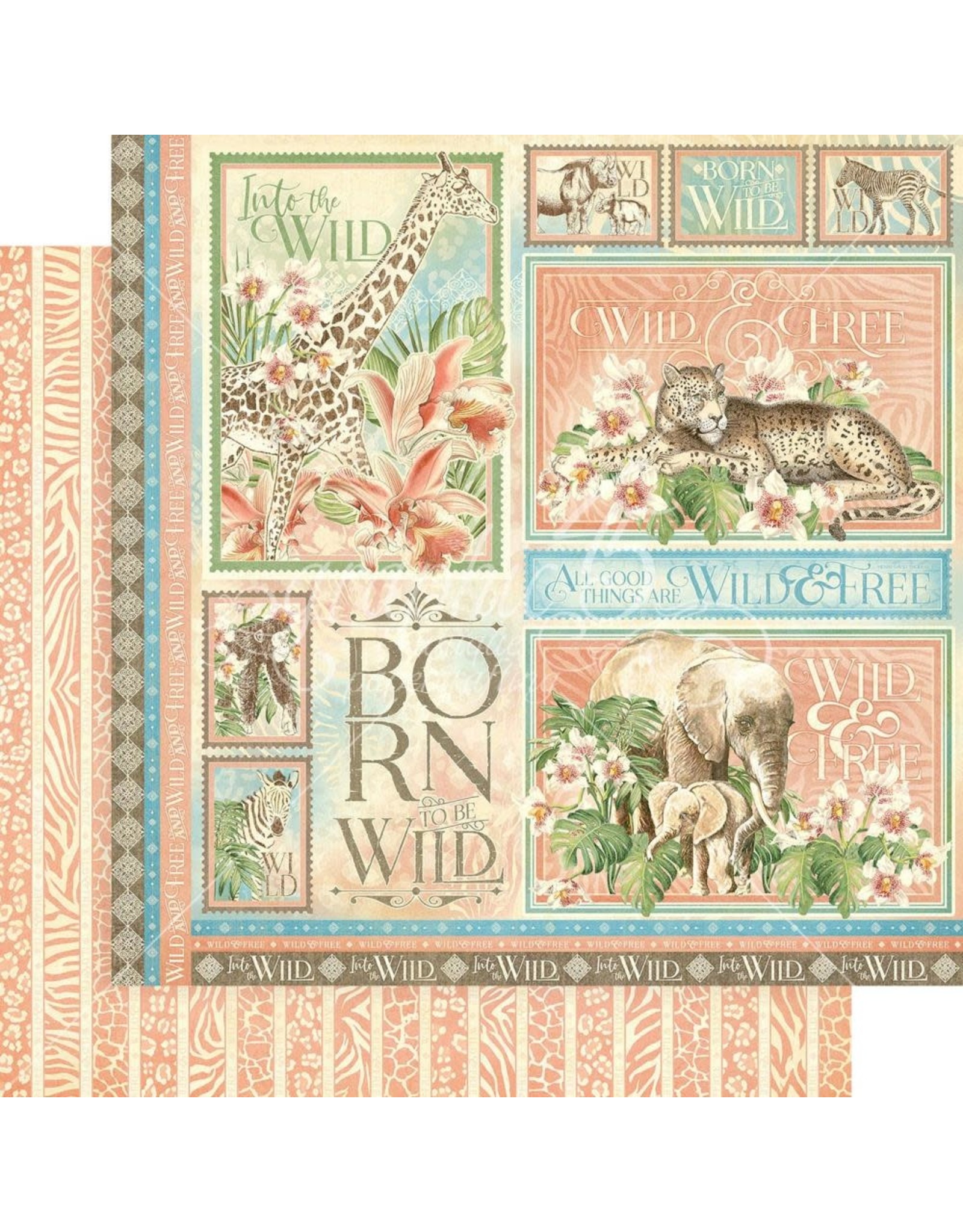 GRAPHIC 45 GRAPHIC 45 WILD AND FREE COLLECTION BORN TO BE WILD 12x12 CARDSTOCK
