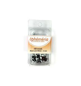 EPHEMERIA EPHEMERA BLACK AND WHITE 4mm BRADS 100/PK