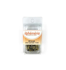 EPHEMERIA EPHEMERA SILVER AND GOLD 4mm BRADS 100/PK