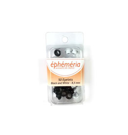 EPHEMERIA EPHEMERA BLACK AND WHITE 8.5mm EYELETS 50/PK
