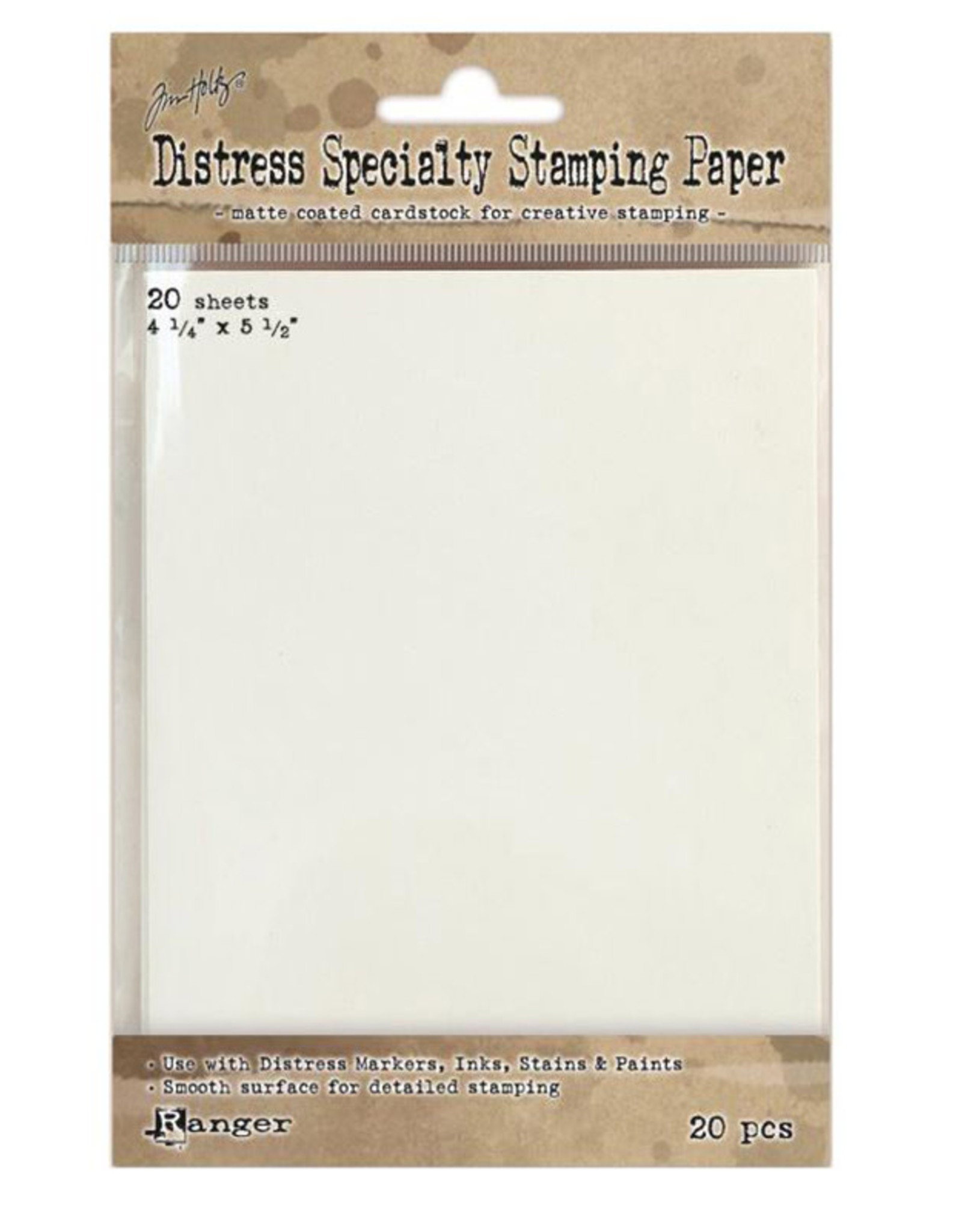 RANGER TIM HOLTZ DISTRESS PAPER SPECIALTY STAMPING 4.25X5.5 20PK