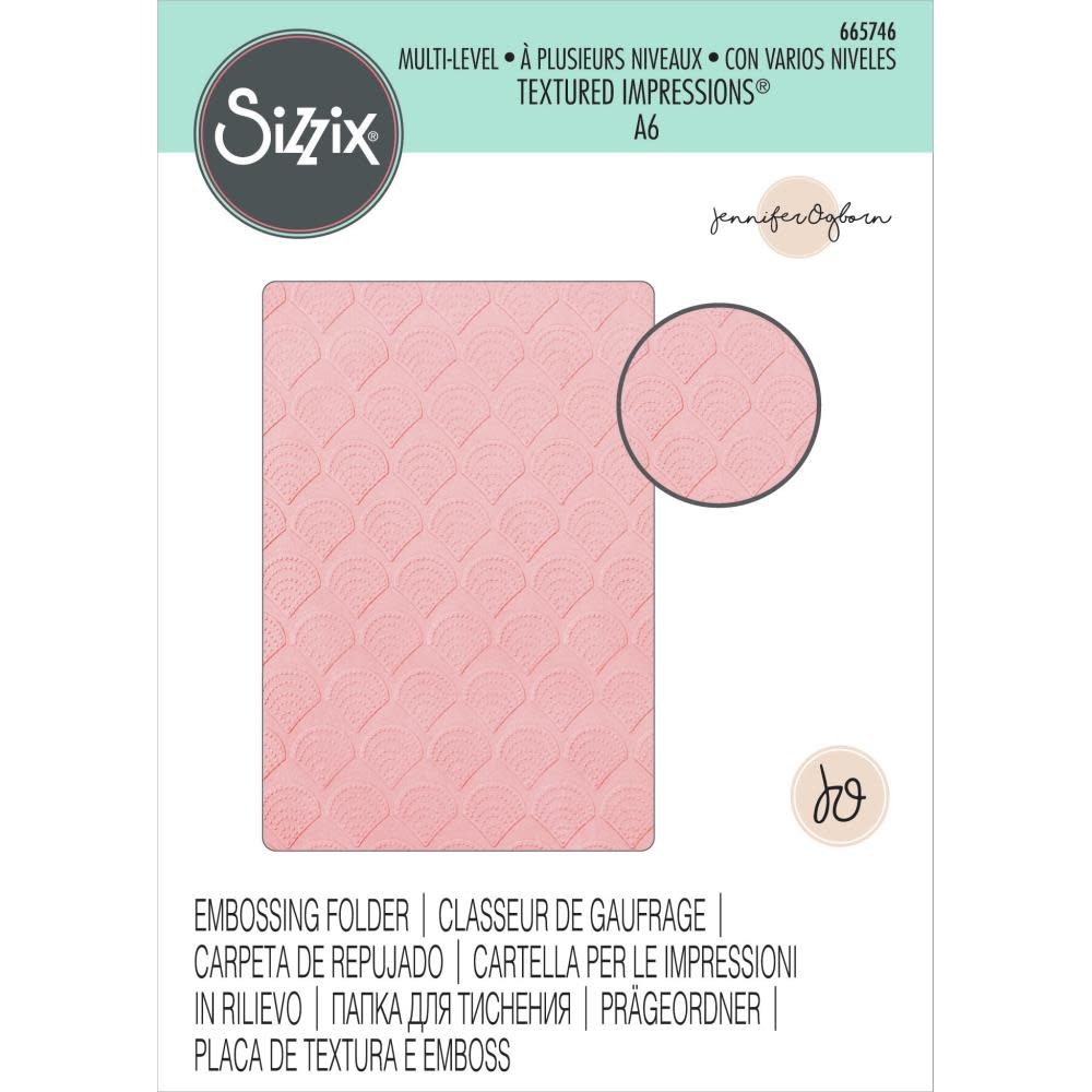 SIZZIX SIZZIX JENNIFER OGBORN TEXTURED IMPRESSIONS MULTI-LEVEL FAN TILES A6 EMBOSSING FOLDER