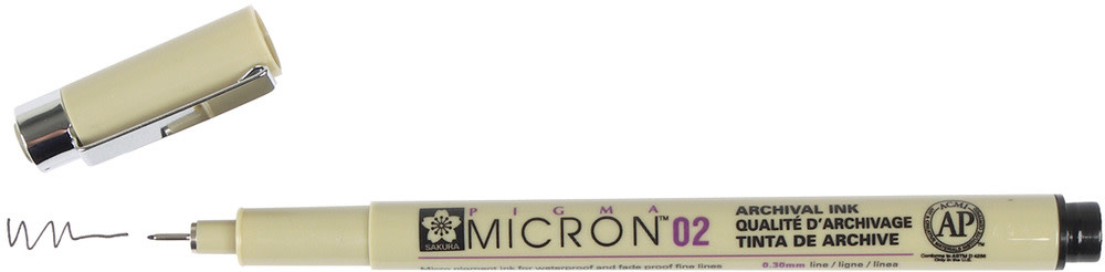 SAKURA SAKURA PIGMA MICRON 02 BLACK 0.3MM INK PEN