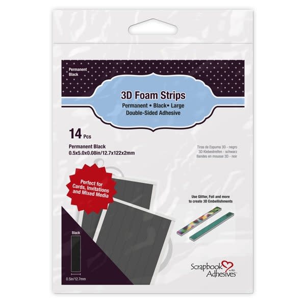 3L SCRAPBOOK ADHESIVES BLACK 3D FOAM STRIPS 14/PK