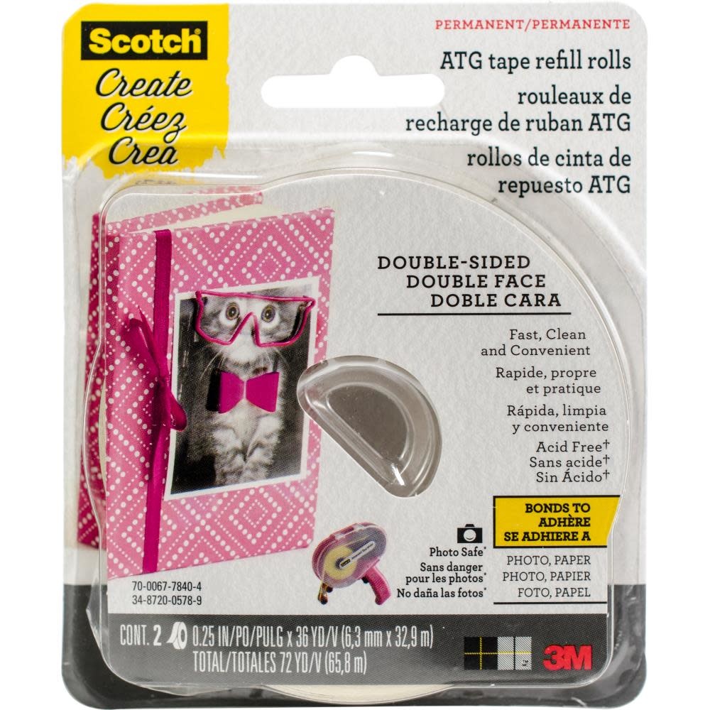 3M ADVANCED TAPE GLIDER REFILL ROLL 1/4" 36YD ACID FREE 2/PK