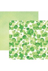 PAPER HOUSE PRODUCTIONS PAPER HOUSE GREEN WATERCOLOR POLKA DOTS 12X12 CARDSTOCK