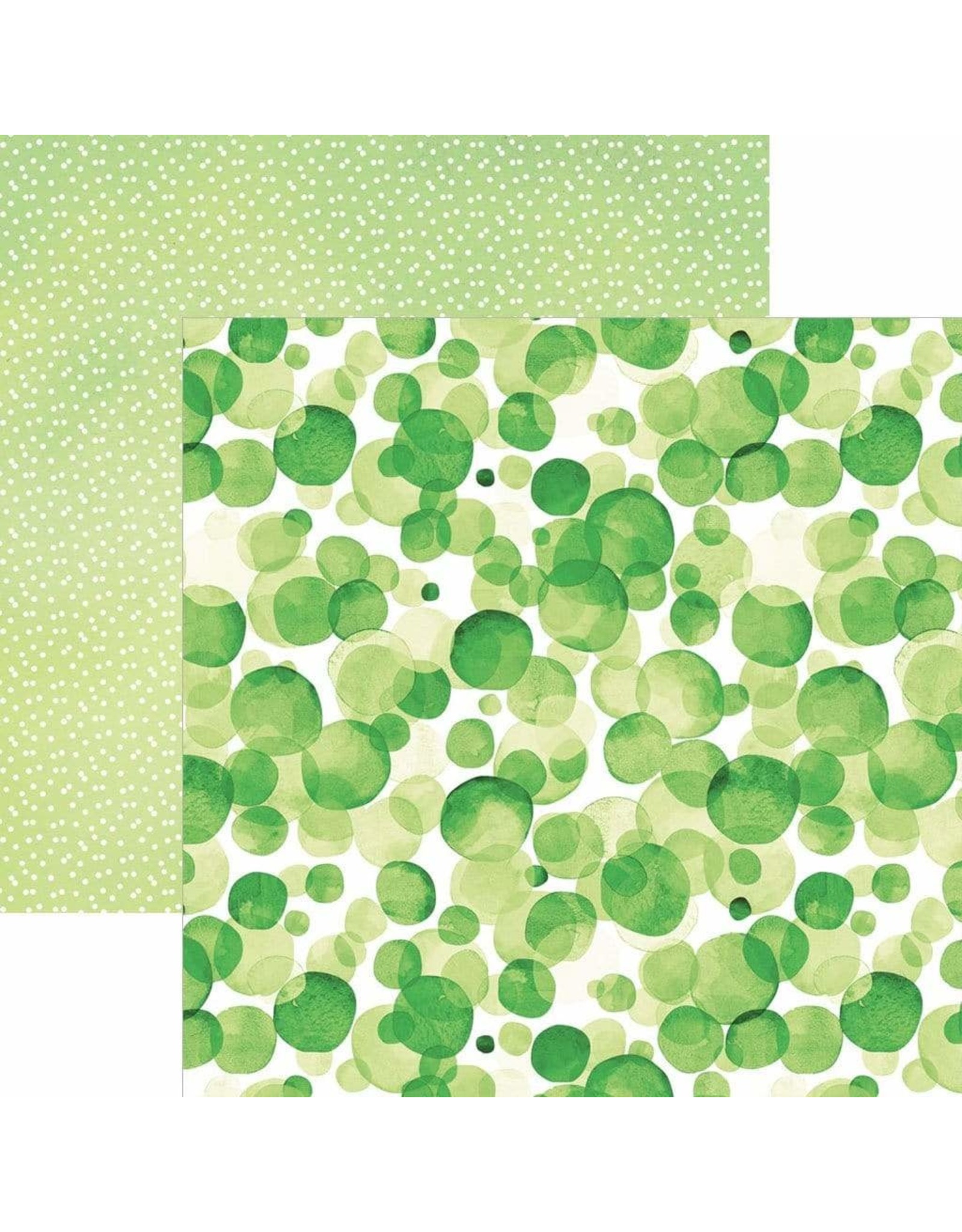 PAPER HOUSE PRODUCTIONS PAPER HOUSE GREEN WATERCOLOR POLKA DOTS 12X12 CARDSTOCK