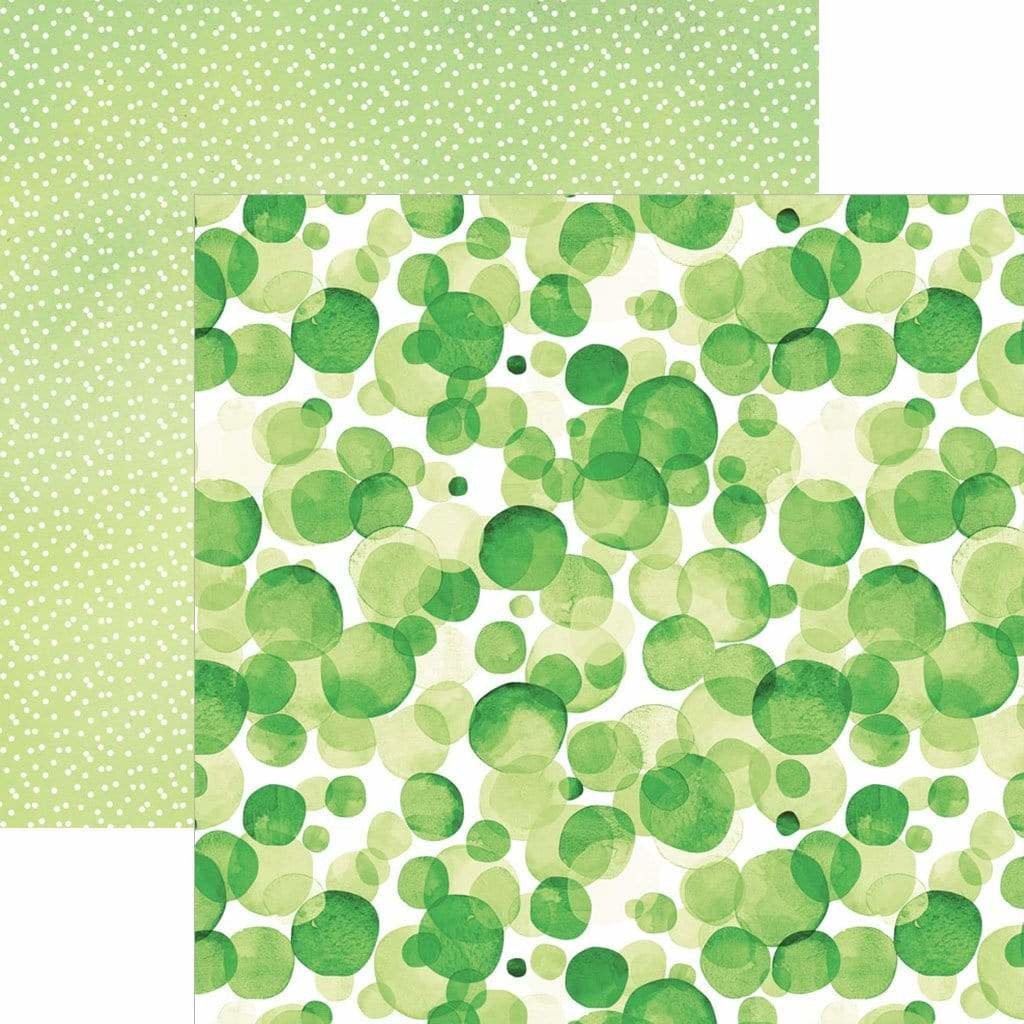PAPER HOUSE PRODUCTIONS PAPER HOUSE GREEN WATERCOLOR POLKA DOTS 12X12 CARDSTOCK