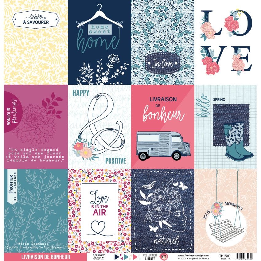 FLORILÈGES DESIGNS FLORILÈGES DESIGN LIBERTY COLLECTION #1 12x12 CARDSTOCK