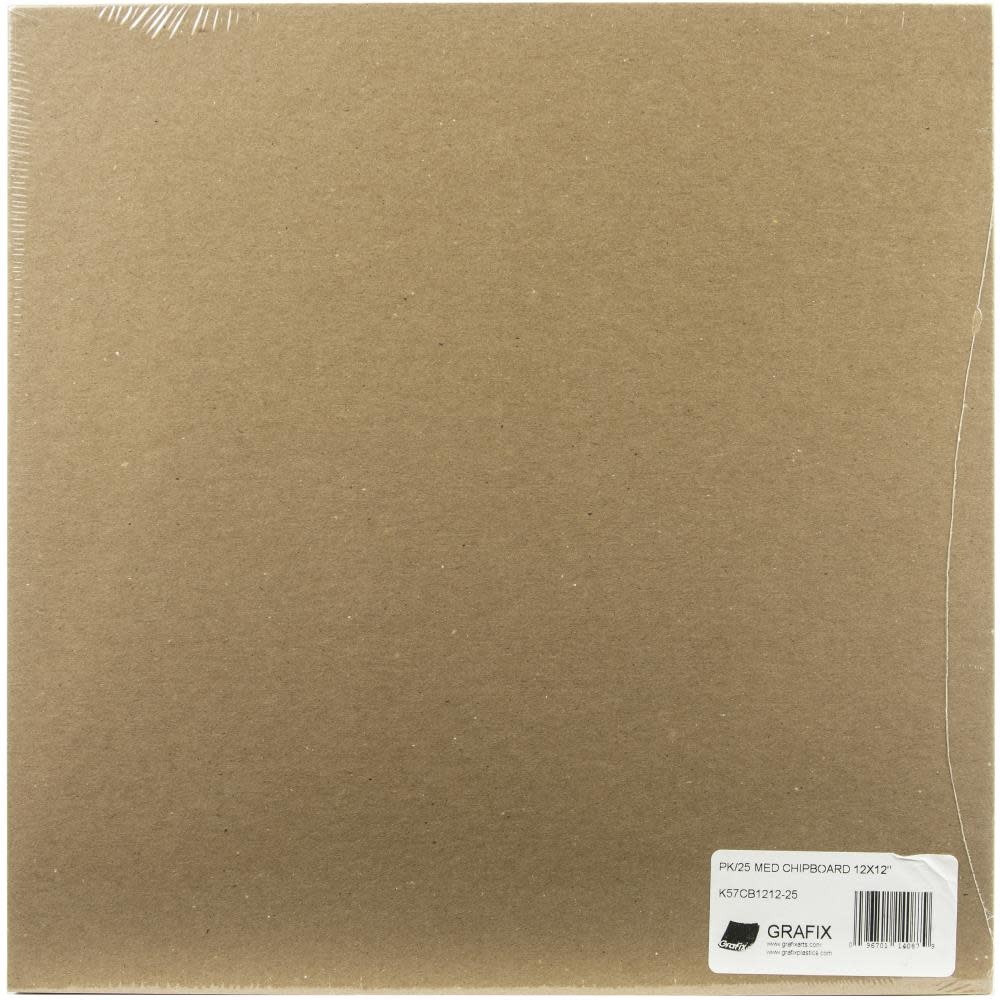 GRAFIX MEDIUM WEIGHT NATURAL CHIPBOARD SHEETS 12x12