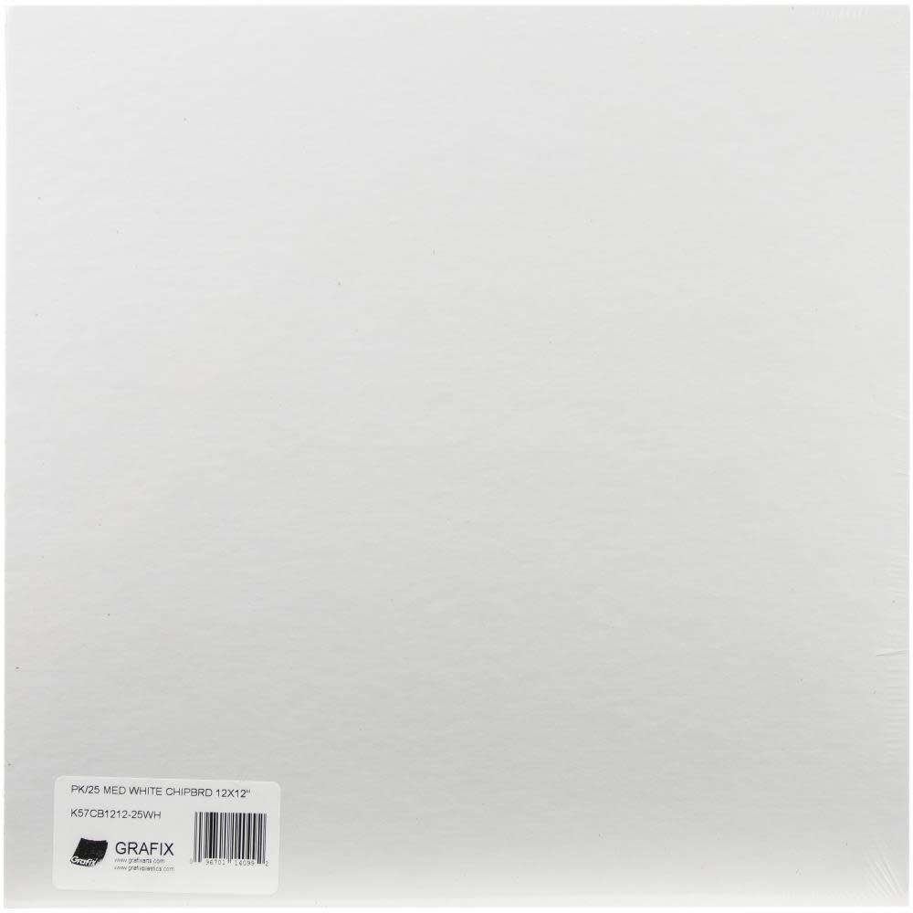 GRAFIX MEDIUM WEIGHT WHITE 12X12 CHIPBOARD SHEETS