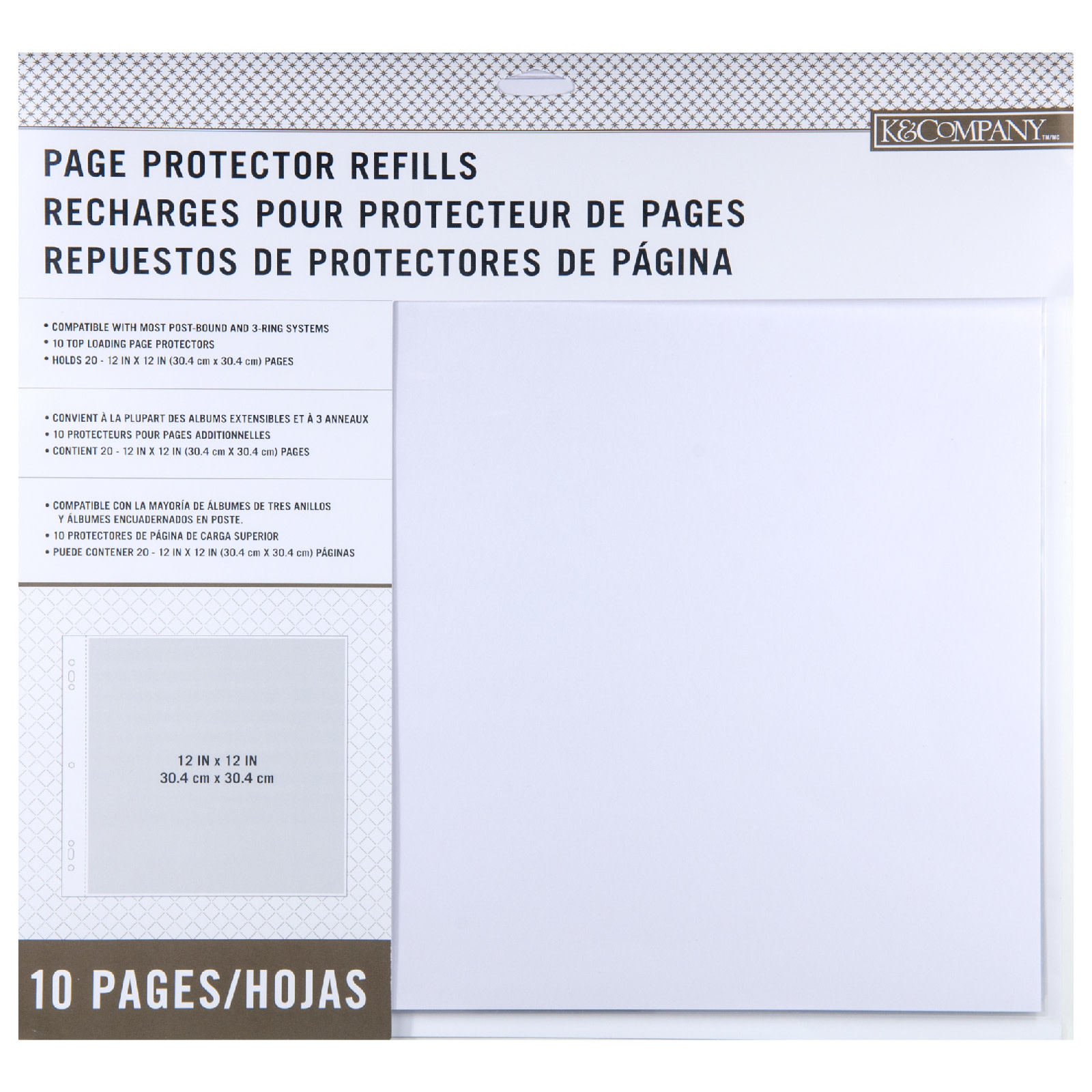 K & COMPANY 12X12 PAGE REFILLS 10PK