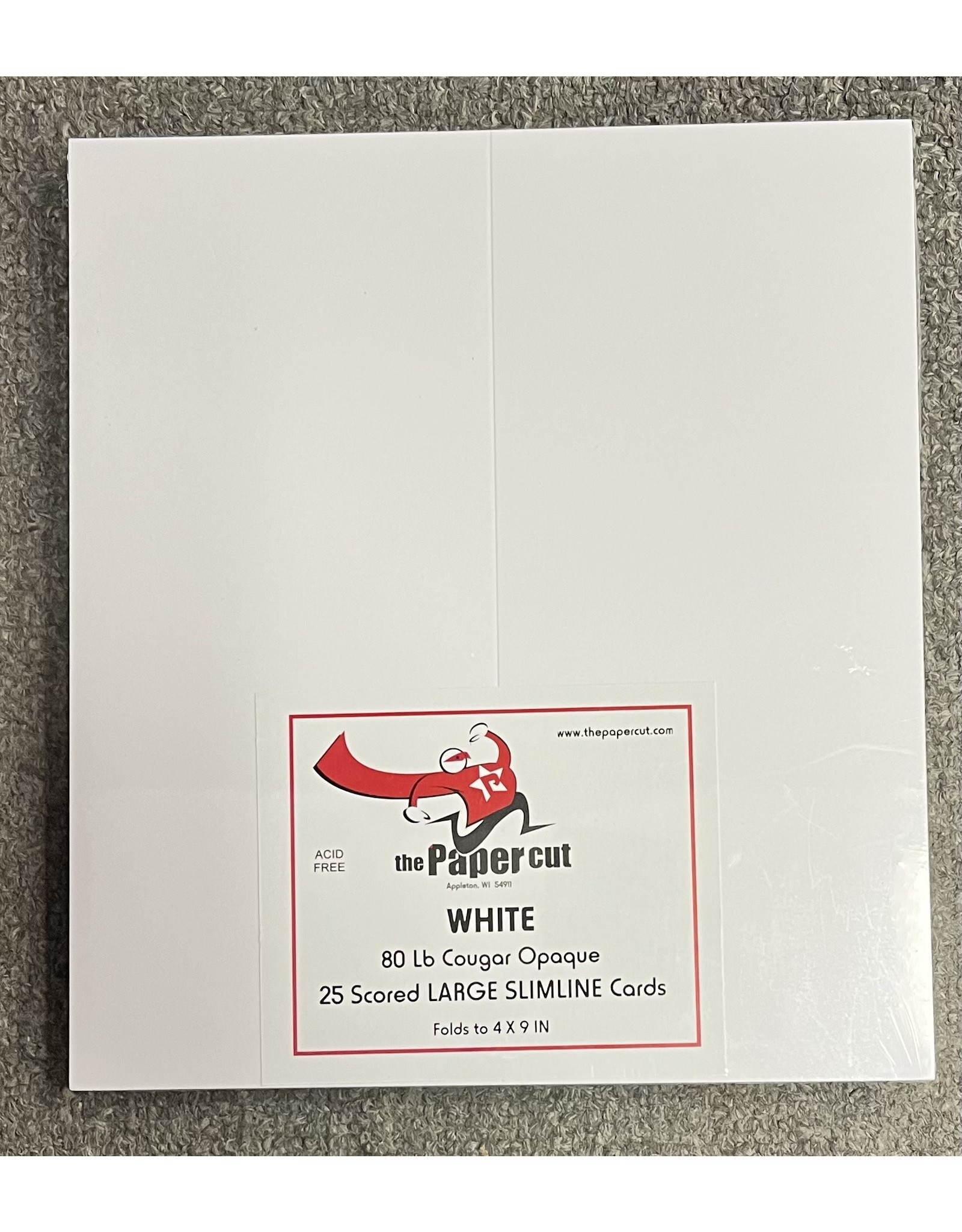 PAPER CUT THE PAPER CUT SCORED LARGE SLIMLINE CARDS WHITE 4x9 FOLDED 25 PACK