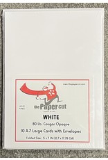 PAPER CUT THE PAPER CUT 10  LARGE (A-7) WHITE COUGAR OPAQUE 80 lb CARDS WITH ENVELOPES 5x7 FOLDED