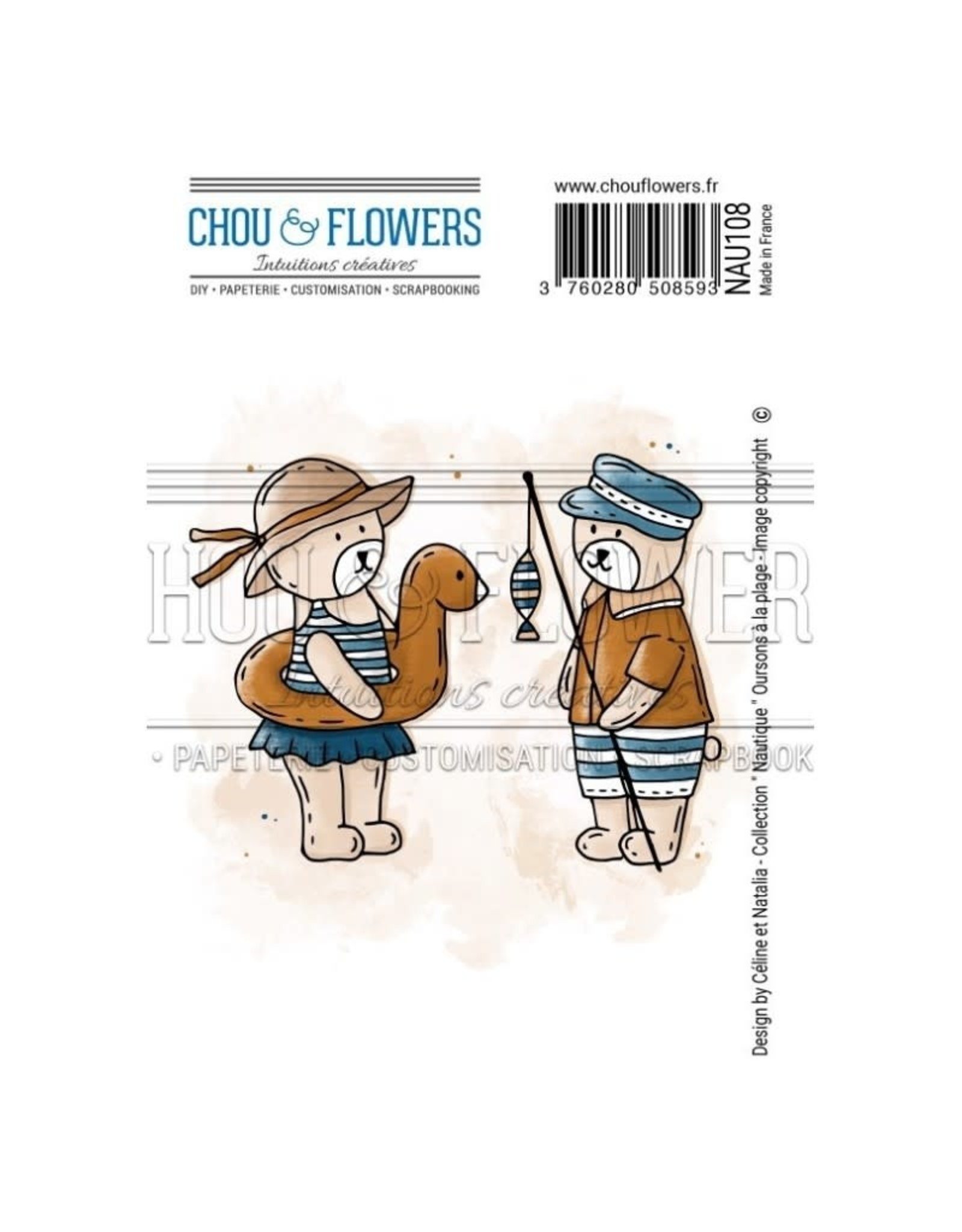 CHOU & FLOWERS CHOU & FLOWERS TAMPON EZ COLLECTION NAUTIQUE OURSONS  À LA PLAGE