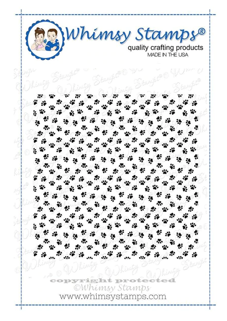 WHIMSY STAMPS PUPPY PAWS BACKGROUND CLING STAMP