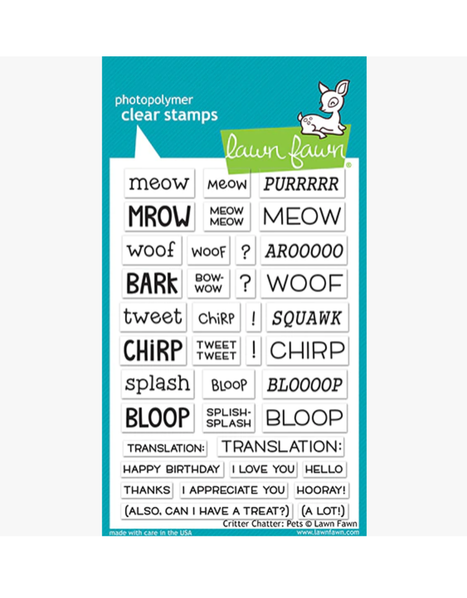 LAWN FAWN LAWN FAWN CRITTER CHATTER PETS CLEAR STAMP SET