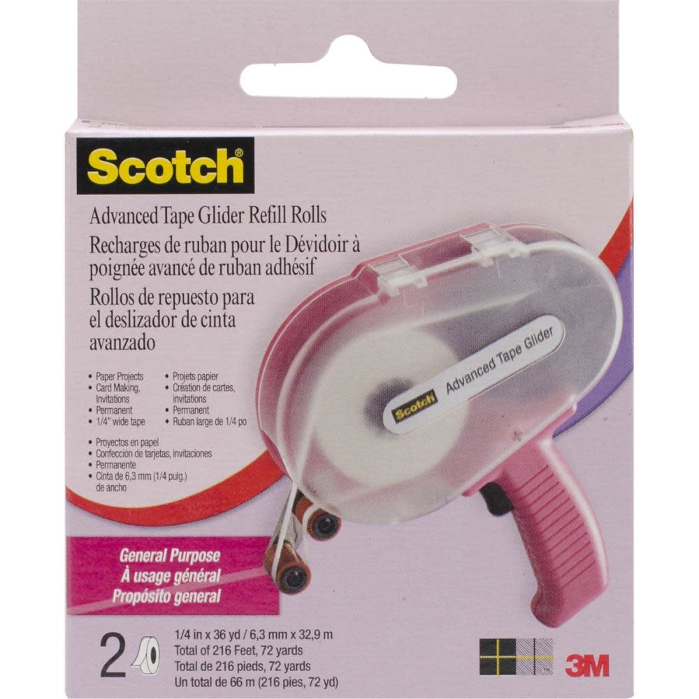 3M ADVANCED TAPE GLIDER REFILLS 1/4" 36YD 2PK