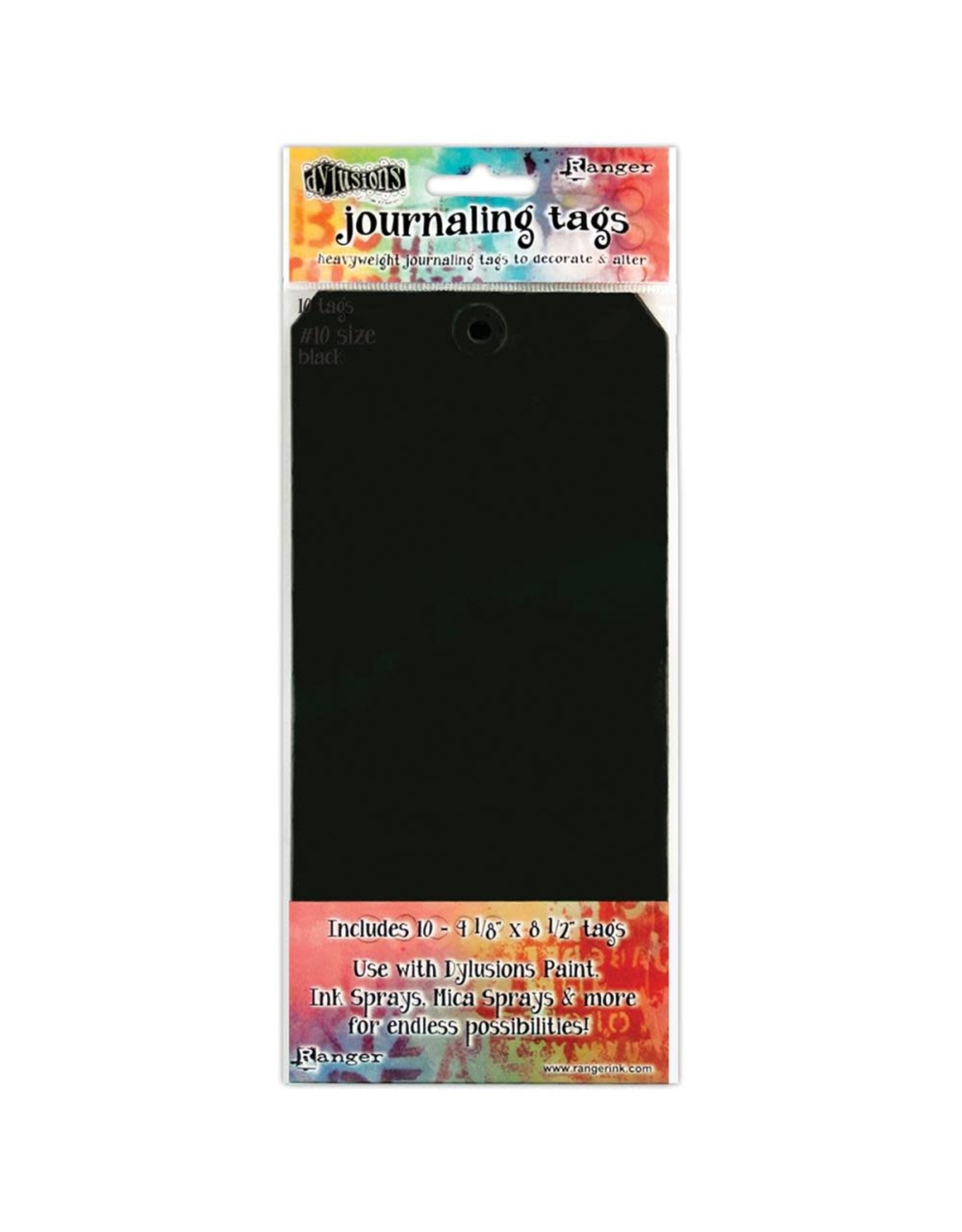 RANGER DYLUSIONS JOURNALING TAGS BLACK  #10 10PK