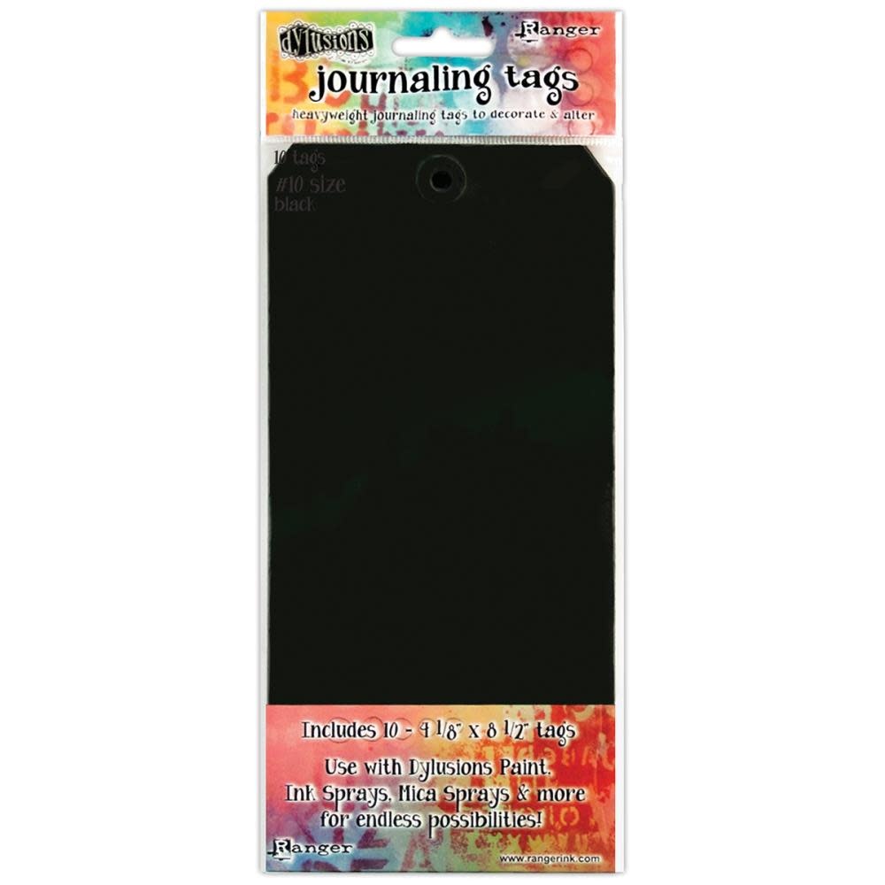 RANGER DYLUSIONS JOURNALING TAGS BLACK  #10 10PK