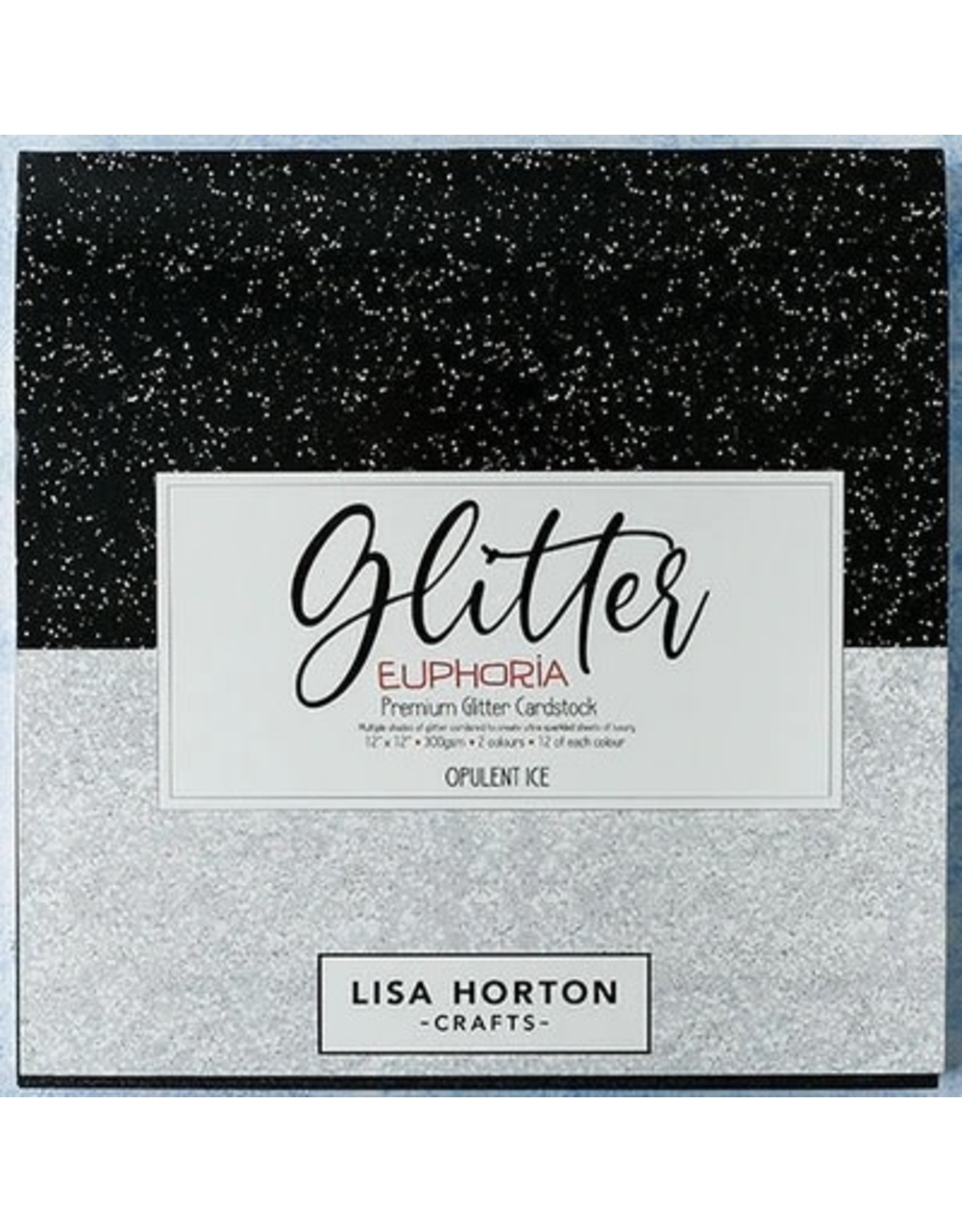 LISA HORTON CRAFTS LISA HORTON CRAFTS OPULENT ICE BLACK & WHITE GLITTER EUPHORIA 12x12 CARDSTOCK 24 SHEETS