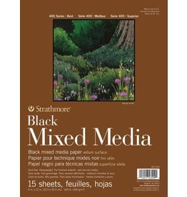 STRATHMORE STRATHMORE VELLUM SURFACE BLACK MIXED MEDIA 9x12 PAPER PAD 15 SHEETS