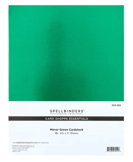 SPELLBINDERS SPELLBINDERS MIRROR GREEN CARDSTOCK 8.5x11 10/PK