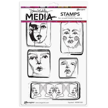 RANGER RANGER DINA WAKLEY MEDIA SQUARED CLING STAMP SET