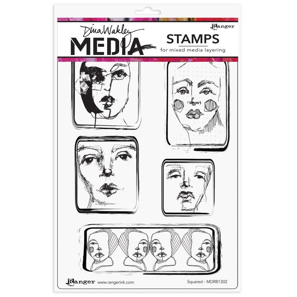 RANGER RANGER DINA WAKLEY MEDIA SQUARED CLING STAMP SET