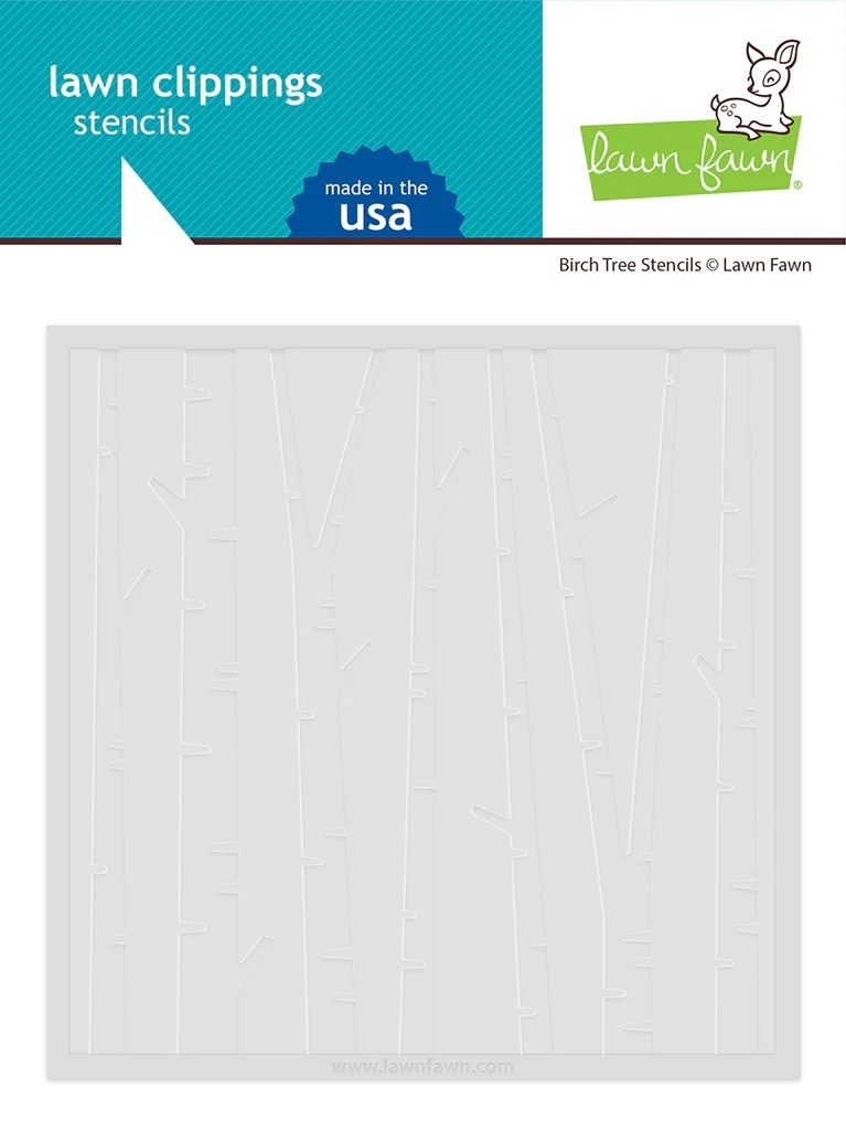 LAWN FAWN LAWN FAWN LAWN CLIPPINGS BIRCH TREE 6x6  STENCIL SET 2/PK