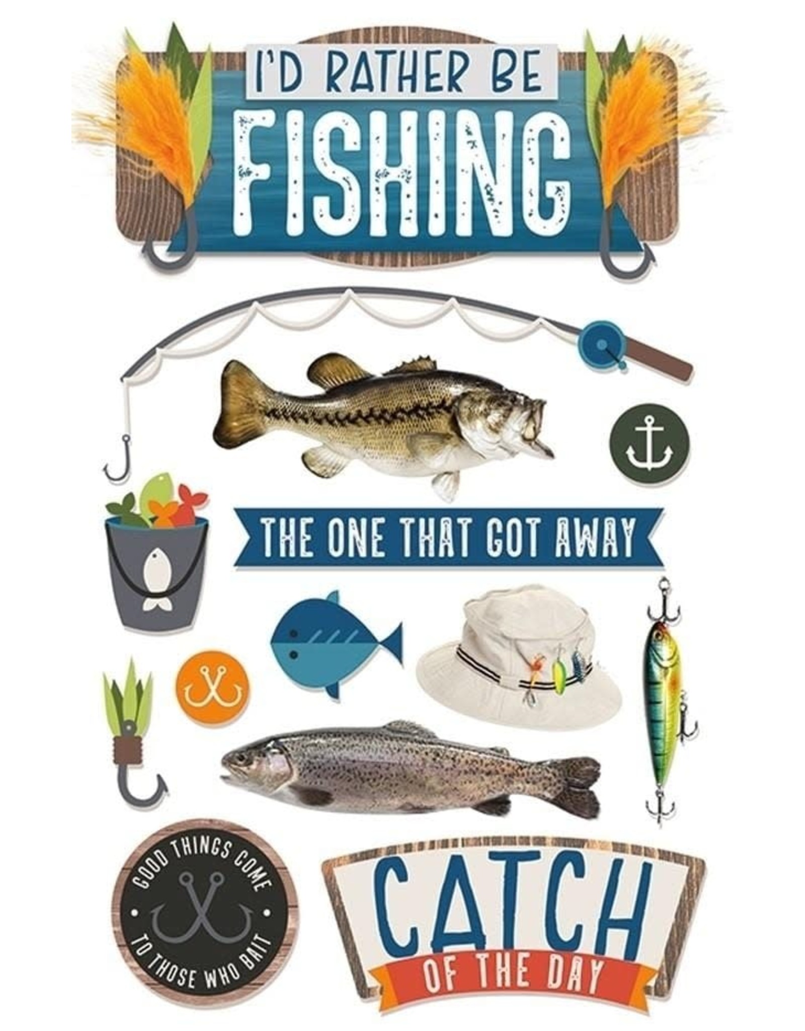 PAPER HOUSE PRODUCTIONS PAPER HOUSE I'D RATHER BE FISHING 3D STICKERS