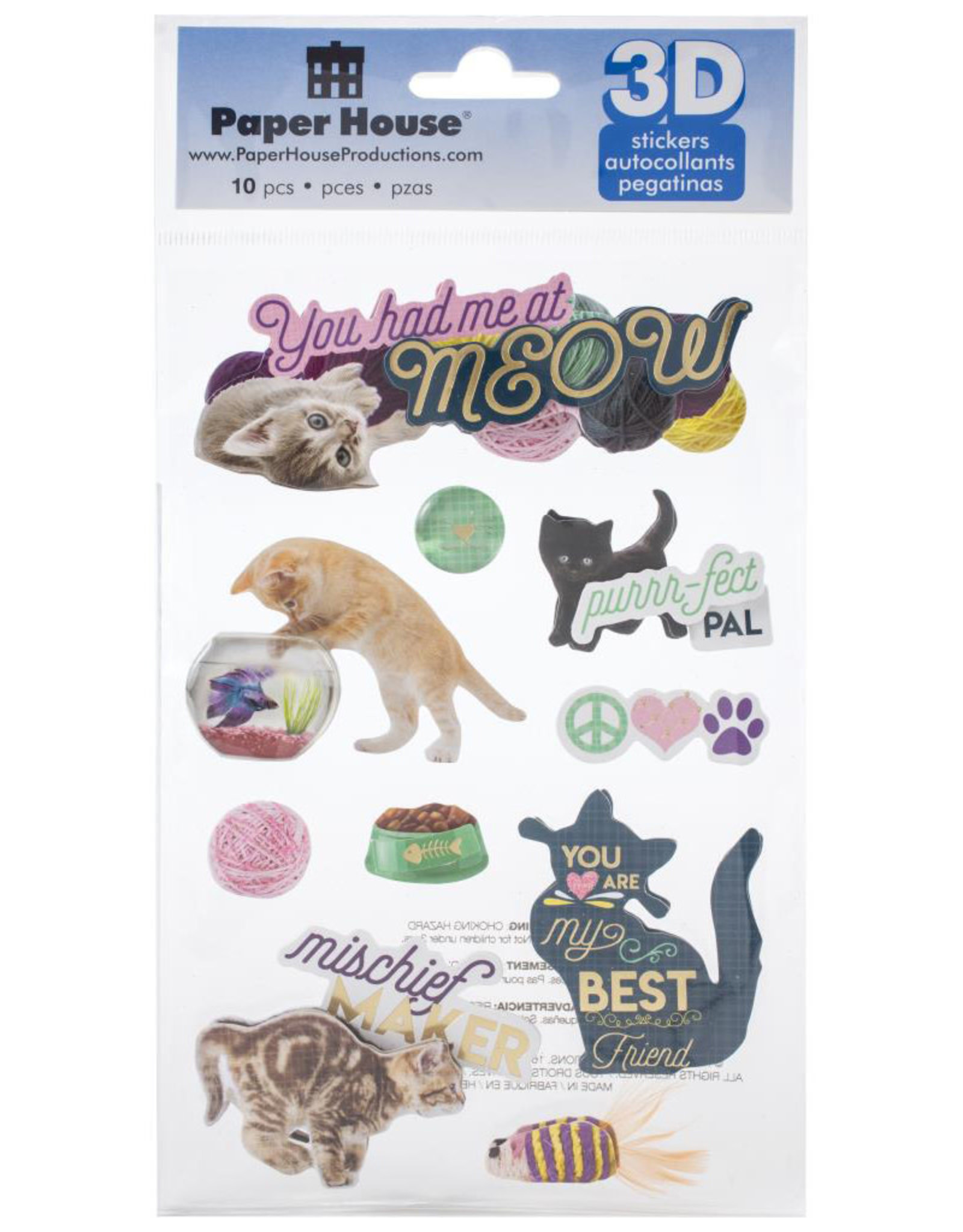 PAPER HOUSE PRODUCTIONS PAPER HOUSE YOU HAD ME AT MEOW 3D STICKERS