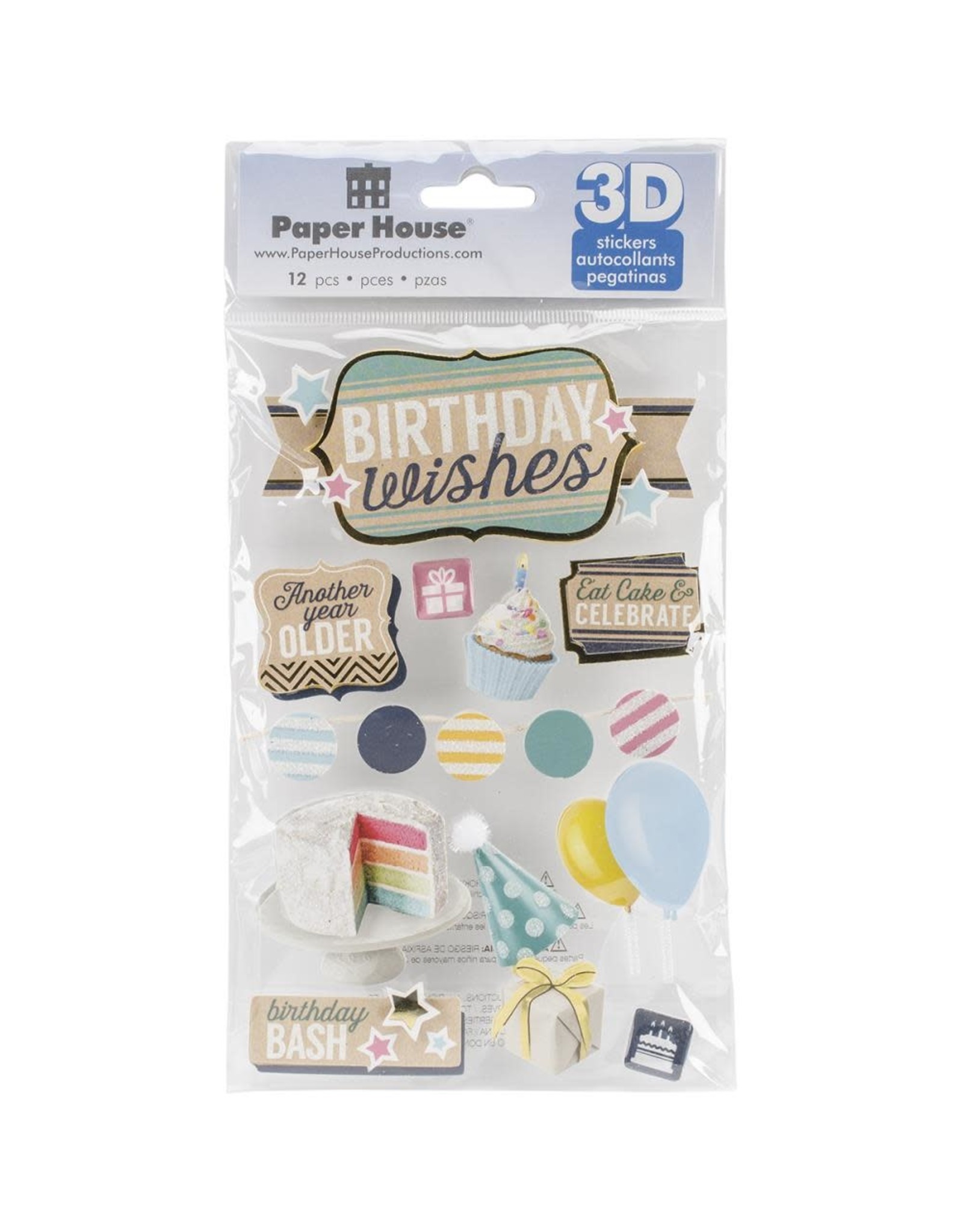 PAPER HOUSE PRODUCTIONS PAPER HOUSE BIRTHDAY WISHES 3D STICKERS