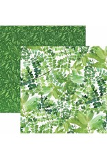 PAPER HOUSE PRODUCTIONS PAPER HOUSE GREEN WATERCOLOR LEAVES 12X12 CARDSTOCK