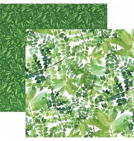 PAPER HOUSE PRODUCTIONS PAPER HOUSE GREEN WATERCOLOR LEAVES 12X12 CARDSTOCK
