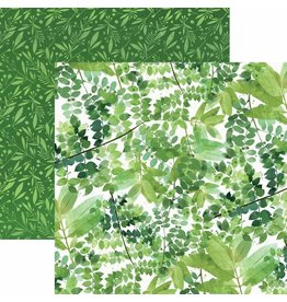 PAPER HOUSE PRODUCTIONS PAPER HOUSE GREEN WATERCOLOR LEAVES 12X12 CARDSTOCK
