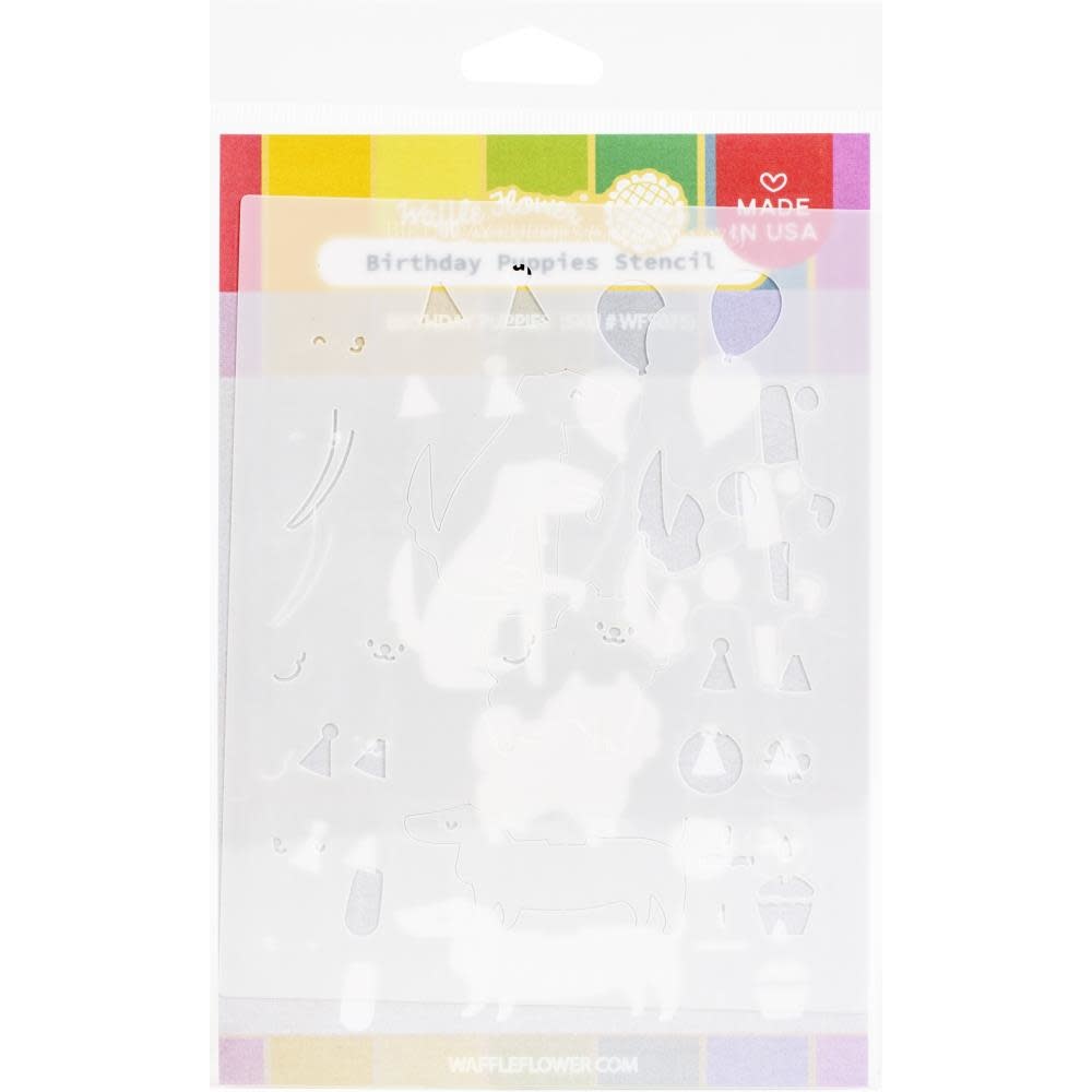 WAFFLE FLOWER WAFFLE FLOWER BIRTHDAY PUPPIES STENCIL SET