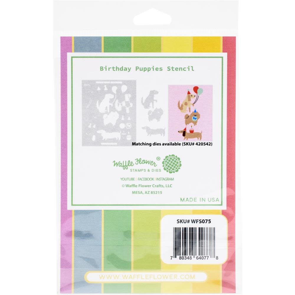 WAFFLE FLOWER WAFFLE FLOWER BIRTHDAY PUPPIES STENCIL SET