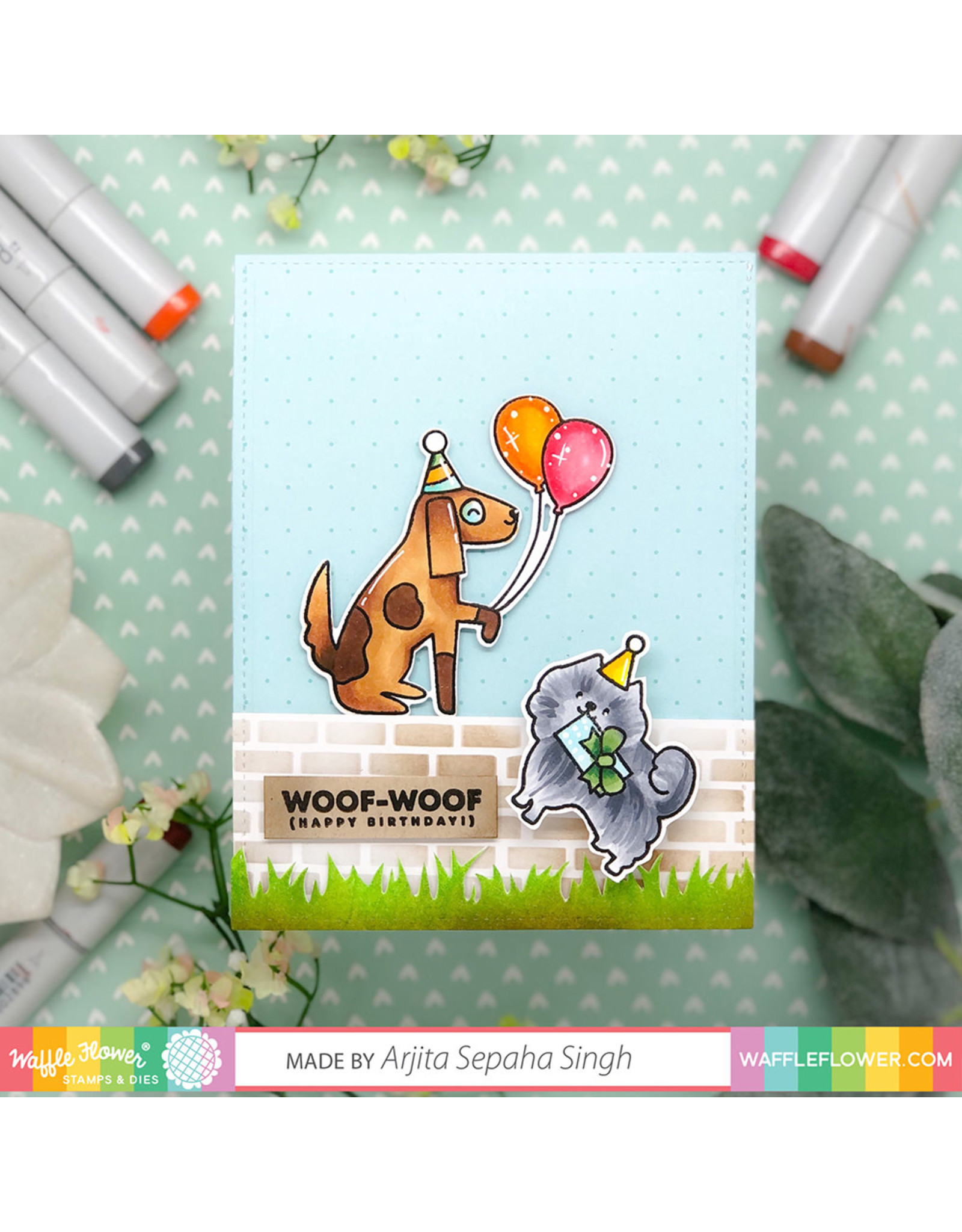 WAFFLE FLOWER WAFFLE FLOWER BIRTHDAY PUPPIES STENCIL SET