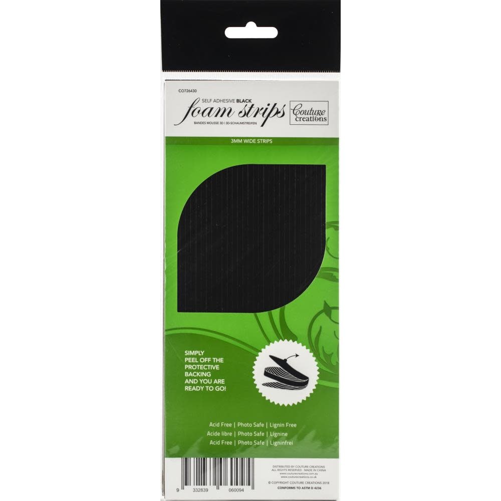 COUTURE CREATIONS COUTURE CREATIONS BLACK 3D ADHESIVE FOAM STRIPS