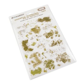49 AND MARKET 49 AND MARKET VINTAGE BITS ESSENTIAL TEXTBLENDS-SAGE 6x8 RUB-ON TRANSFERS 2/PK