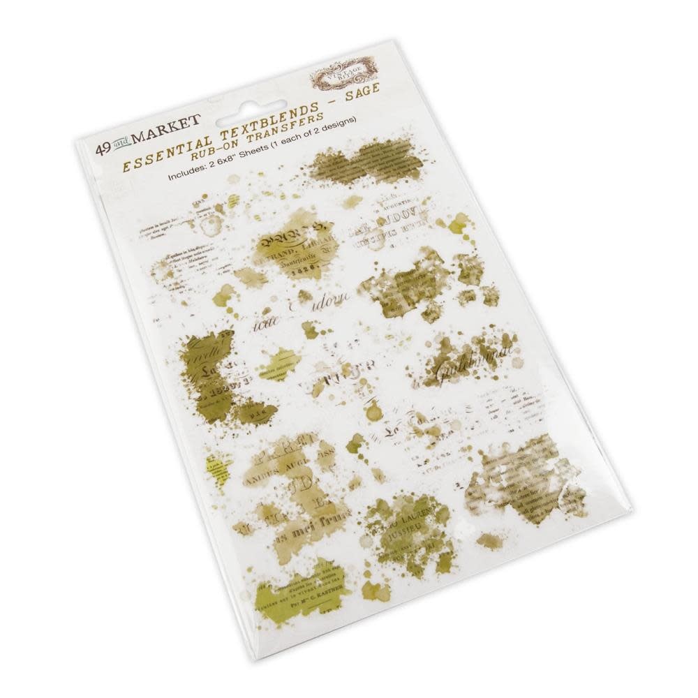 49 AND MARKET 49 AND MARKET VINTAGE BITS ESSENTIAL TEXTBLENDS-SAGE 6x8 RUB-ON TRANSFERS 2/PK