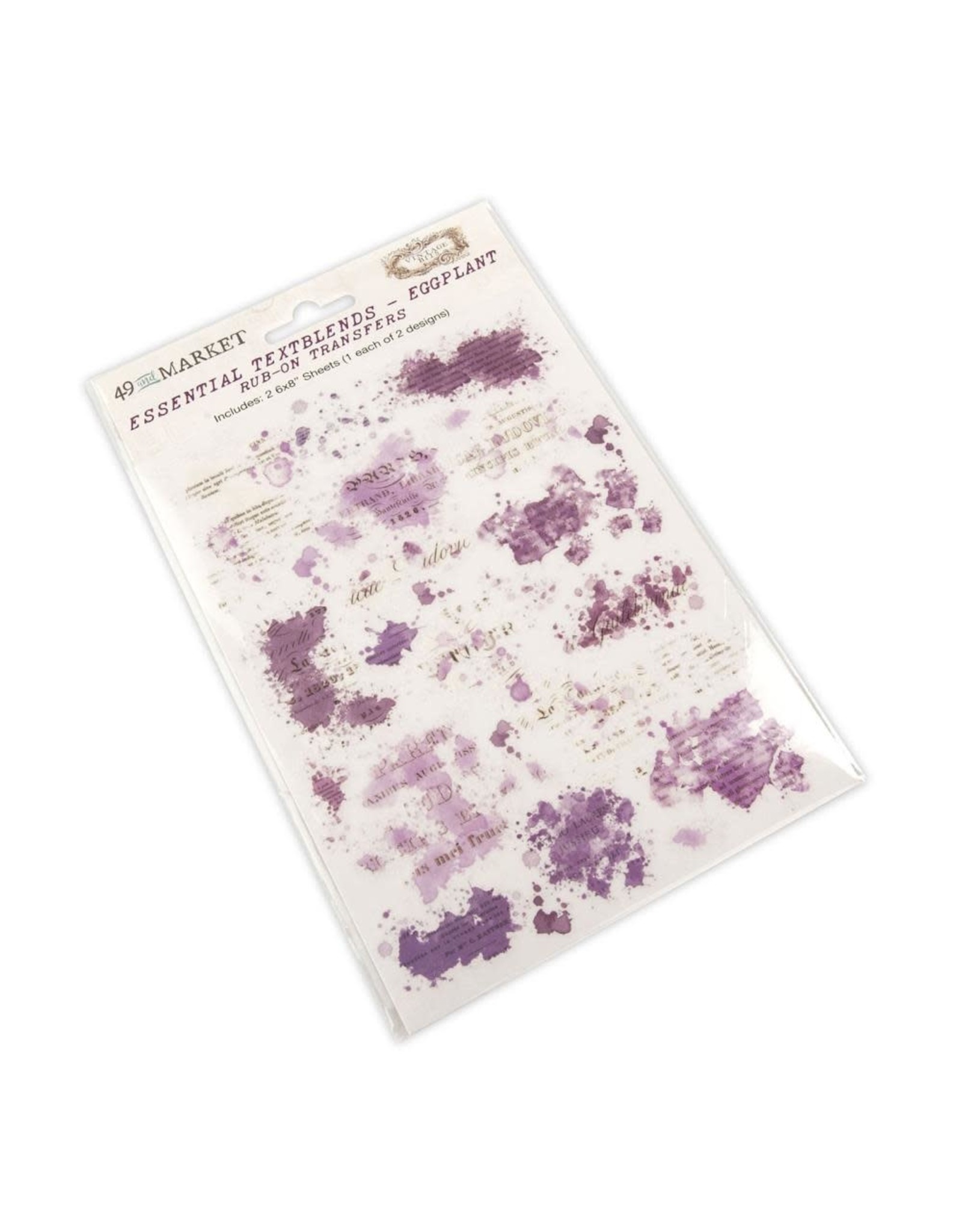 49 AND MARKET 49 AND MARKET VINTAGE BITS ESSENTIAL TEXTBLENDS-EGGPLANT 6x8 RUB-ON TRANSFERS 2/PK