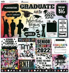 REMINISCE REMINISCE HATS OFF TO THE GRAD DIE CUT 12X12 STICKER SHEET