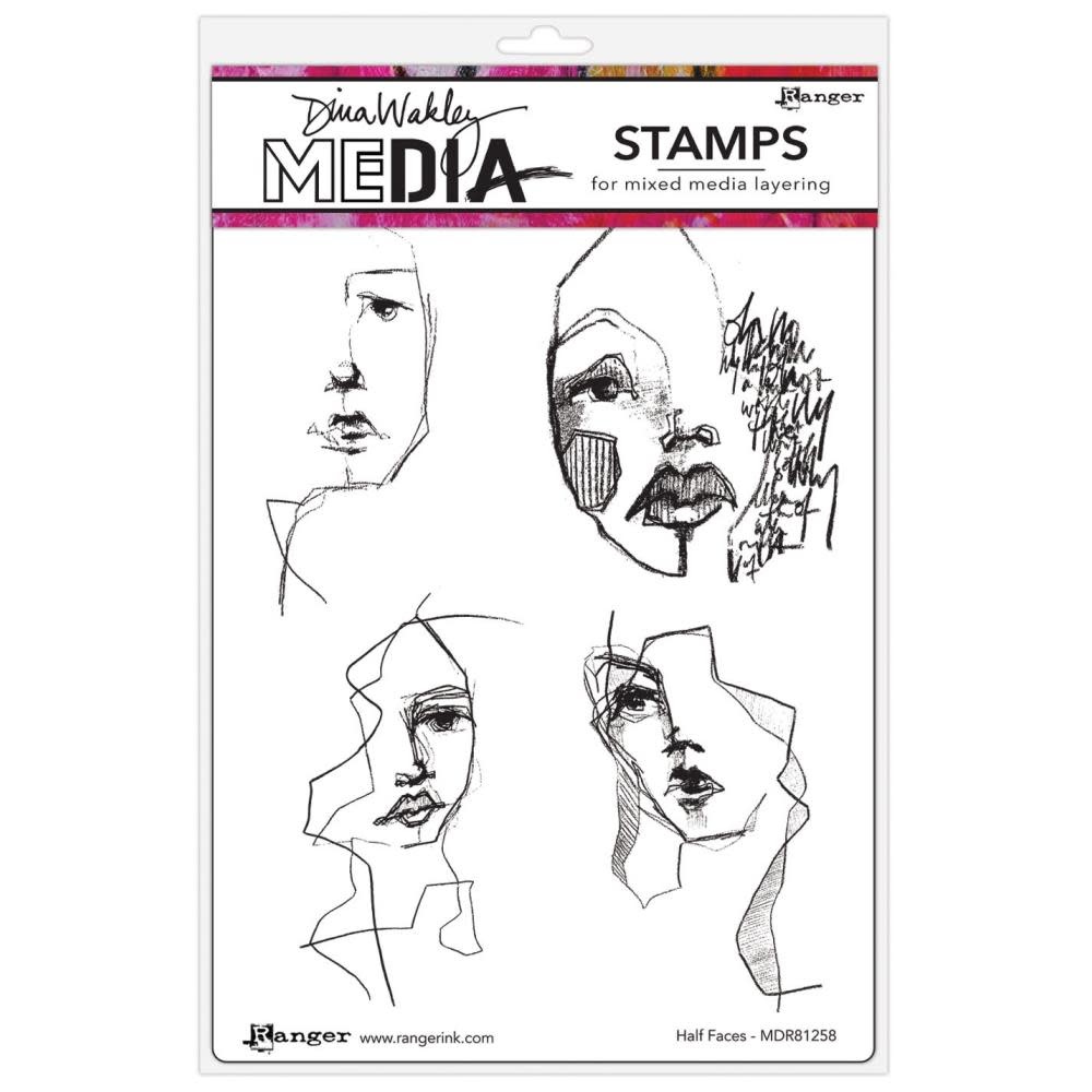 RANGER RANGER DINA WAKLEY MEDIA HALF FACES CLING STAMP SET
