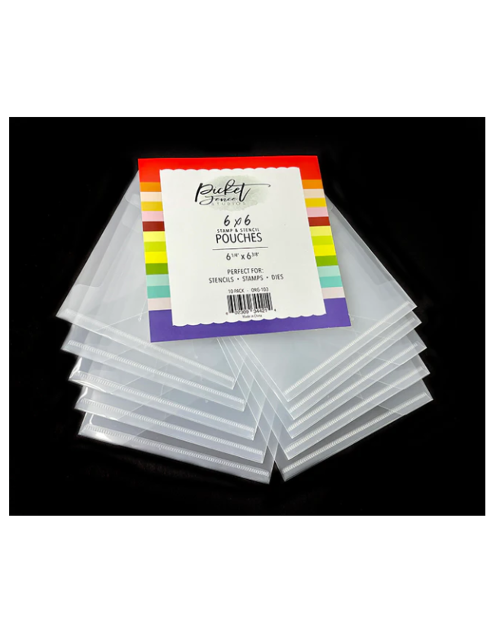 PICKET FENCE PICKET FENCE STUDIOS 6x6 STAMP & STENCIL POUCHES 10/PK
