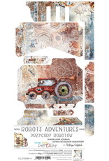 CRAFT O'CLOCK CRAFT O'CLOCK ROBOTS ADVENTURES 6x12 JUNK JOURNAL EXTRAS TO CUT COLLECTION PACK 12 SHEETS