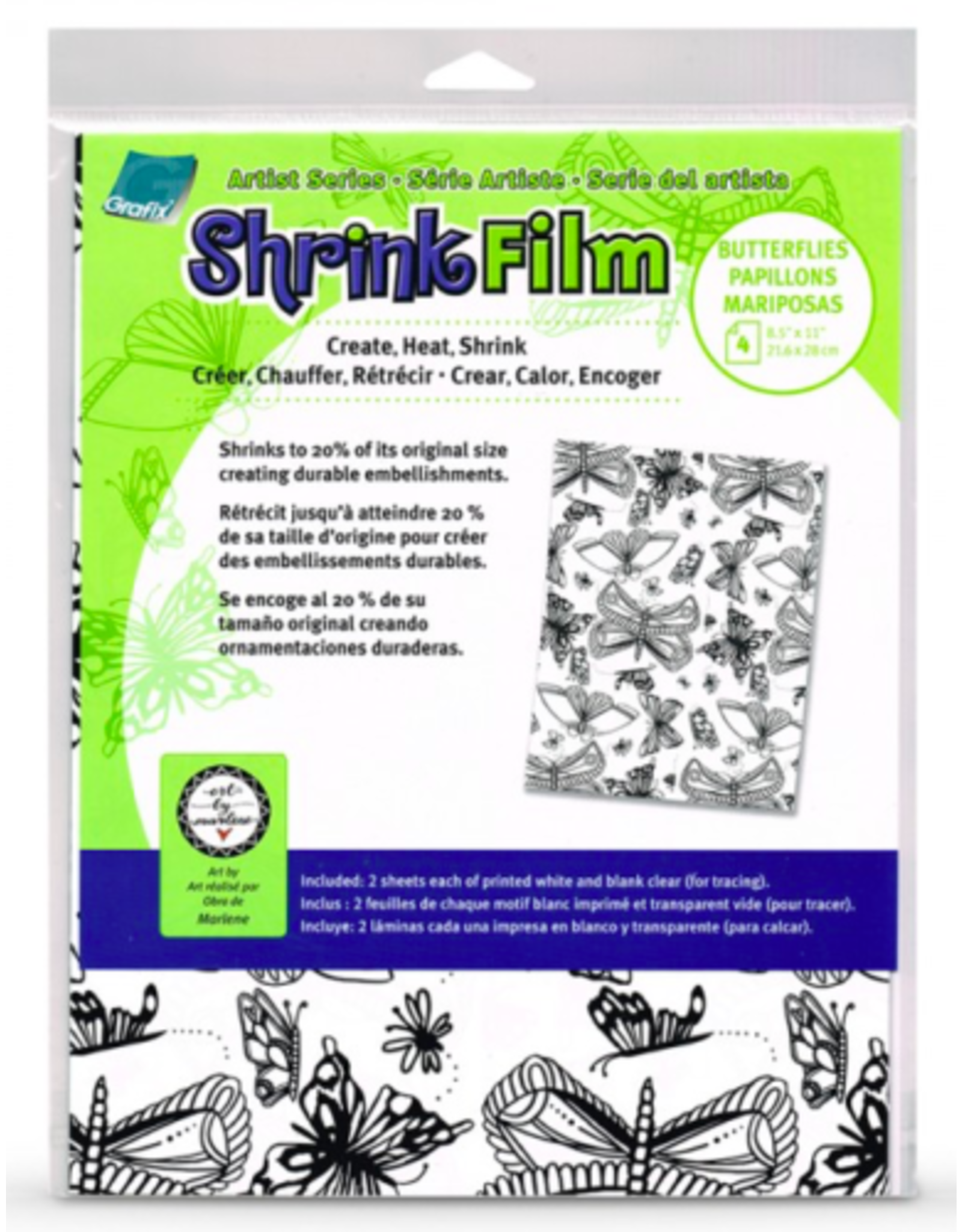 GRAFIX GRAFIX SCRIPT SHRINK PLASTIC 8.5X11 4PK